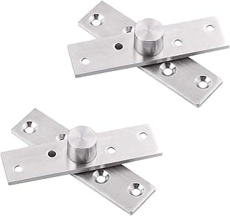 360 Degree Door Pivot Hinge, Tiberham 2Pcs Stainless Steel Rotation Hidden Door Centre Shaft Pivot Hinges, Heavy Duty Concealed Rotating Door Hinge with Fixing Screws (3 x 0.7 Inches)