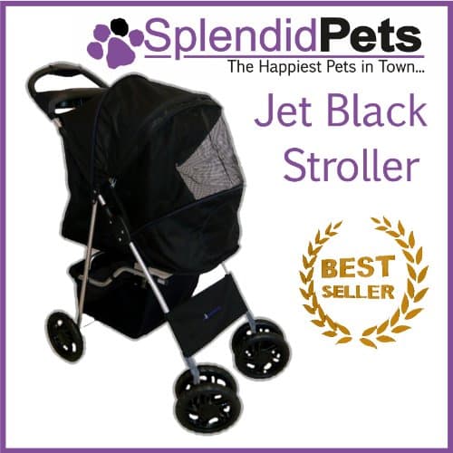 Splendid Pets Ltd Black 4 Wheel Easy Fold Dog Stroller/Foldable Pet Buggy/Pushchair for Dogs & Cats