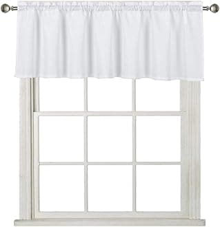 Home Queen Waffle Curtain Valance Window Treatment for Kitchen Bathroom Window, Straight Window Valance, Set of 1, 60 X 16 Inch, Solid White