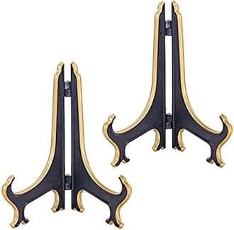 Artliving (15cm , Black/Gold) - 15cm Decorative Plate Stand Holder Plastic Picture Easel Display Stand Picture Frame Stand Black Gold