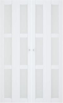 BARNER HOME Bifold Doors for 48"x80" Opening, Tempered Frosted Glass Closet Doors with Concealed Hardware Kit, Preassembled White Interior Folding Barn Door