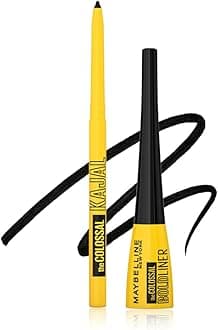 - New York Pencil Eyeliner & Kajal, Bold Eye Looks, Long-Lasting, Colossal Bold Liner & Colossal Kajal, Combo Pack, Essential Eye Kit, Black, Matte Finish