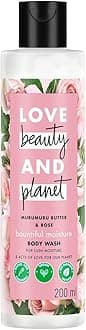 Love Beauty And Planet & Moisturising Body Wash 200ml, with Murumuru Butter & Rose, Sulfate Free, Paraben Free- Liquid Shower Gel