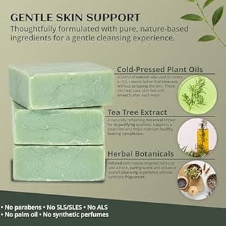 Tea Tree Soap Bar Organic Natural Vegan Traditional Handmade Antique - Antibacterial, Effective For Acne - Absolutely No Chemicals! Pure Natural Soap!