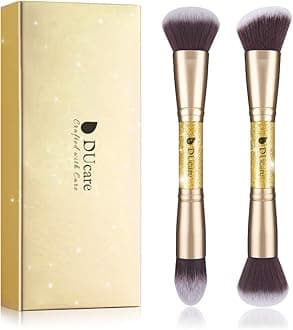 DUcare Makeup Brushes Duo End Powder Foundation Buffer and Contour Synthetic Cosmetic Tools 2Pcs