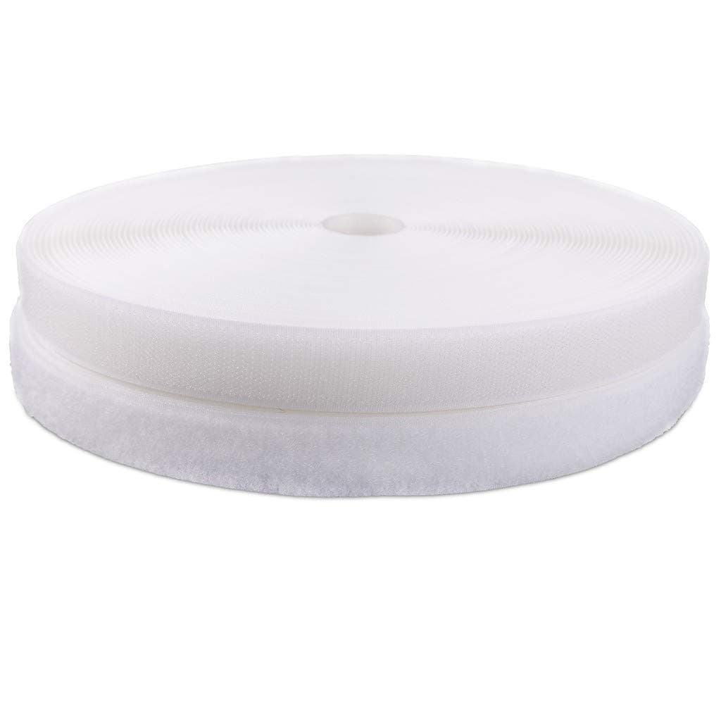 3/4'' Width x 10Meters Length White Sew On Hook and Loop Tape Fastening Nylon Fabric Tape (White, 3/4 Inch x 10 Meters)