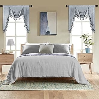 ELKCA Thick Chenille Window Curtains Valance for Living Room Silver Grey Waterfall Valance for Bedroom,Rod Pocket(W39inch, 1 Piece)