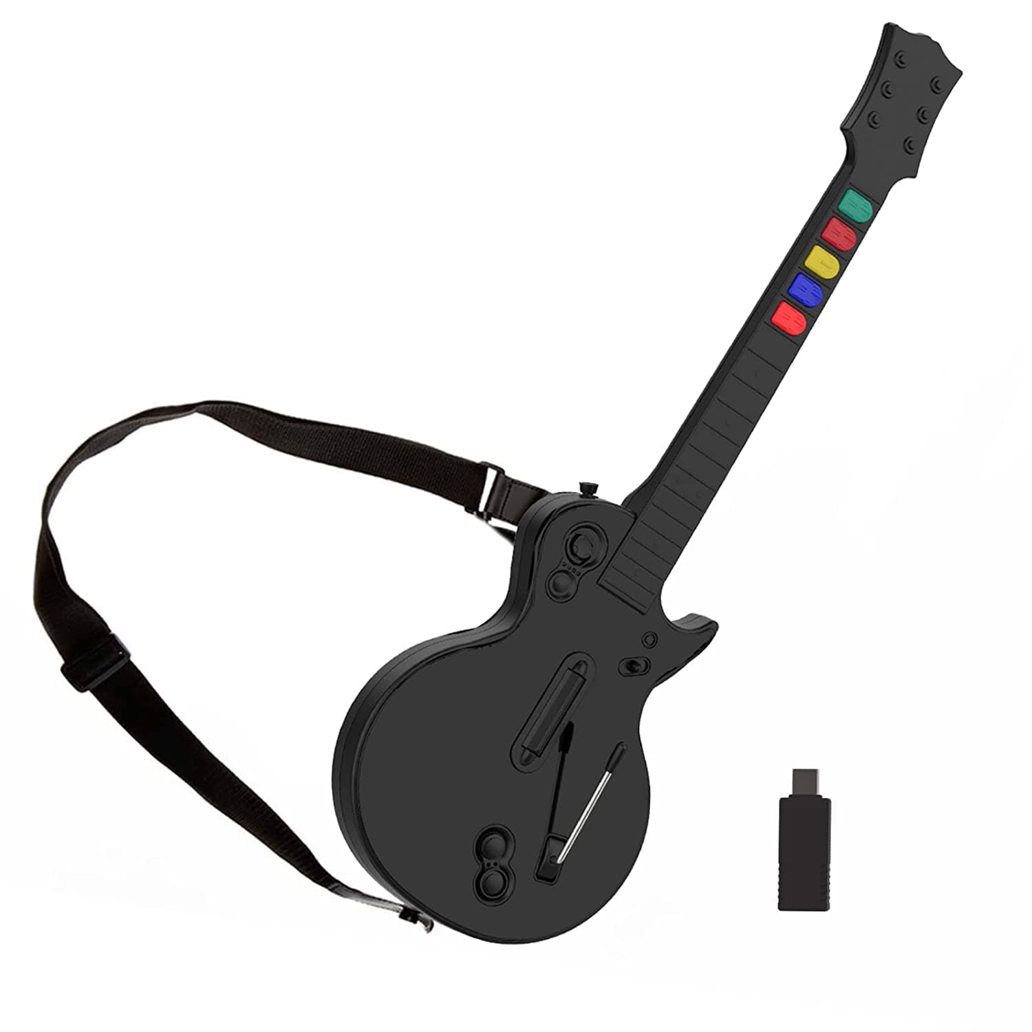 Doyo Guitar Hero Controller For Pc/Ps3, Wireless 3/4/5 And Rock Band 1/2 Games, With Straps (Black)
