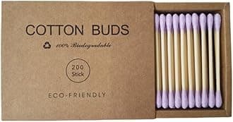 2000 PCs Premium Cotton Swabs Natural Cotton Buds Biodegradable Organic Double Tips for Ear Wax Removal (2000PCs,Purple)