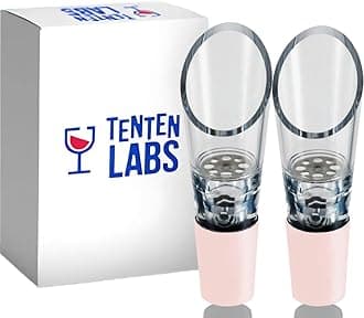 Wine Aerator Pourer (2-pack) by TenTen Labs - Premium Aerating Spout and Decanter Set For Wine Bottles - No Drips or Spills - Improves Taste and Smell Immediately - Gift Box Included - Rose Gold