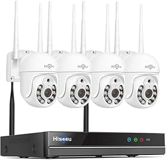 【 5mp, Two-Way Audio, 360 ° Tracking】 Monitoring Camera Wireless Hiseeu Integrated NVR 1920P 5-megapixel 4-Piece Set with Built-in 1TBHDD can be Added to 10 Channels for Remote Monitoring