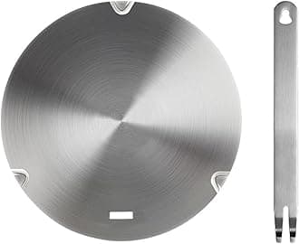 8.7inch Stainless Steel Plate,Grourarty Heat Induction Adapter Plate with Detachable Handle,Heat Diffuser Cooking Induction Adapter,Heat Diffuser Induction Plate Disk for Milk Coffee Cookware