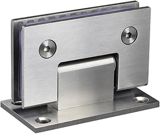 WANLIAN Heavy Duty 90 Degree Glass Door Cupboard Showcase Cabinet Clamp Glass Shower Doors Hinge Replacement Parts Wall-to-Glass (Brushed Nickel)