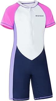 MIENOE Girls One Piece Swimsuit Kid Swimsuit Girls Water Sport Short Swimsuit UPF 50+ Sun Protection Bathing Suits