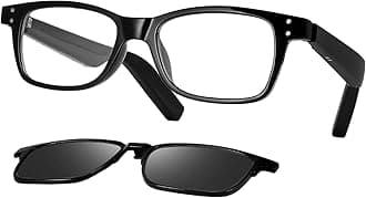 Smart Glasses Bluetooth Audio Glasses for Women/Men, Dual Speaker Audio Eyewear with Anti-Blue Light Lenses/UV400 Polarized Lenses, Indoor/Outdoor Wearable Music Eyeglass (Black)
