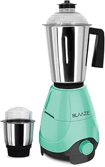 BLAAZE 220V 600W Blender Grinder with 2 Jars - Perfect for Dry and Wet Grinding - Dosa Dough, Indian Curry Spices, Coconut Chutney Grinding, Mixing (Tiffany Blue)