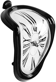 Dali Watch - Melting Clock Surrealistic Table Shelf Desk Fashion Melted Salvador Dali Distorted Home Decoration (Black)
