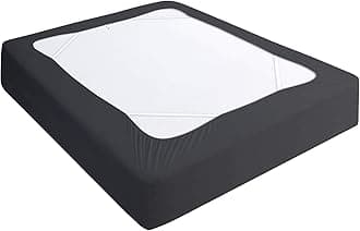 Moonsea Box Spring Cover Full Size, Elastic Fabric Wrap Around 4 Sides Bed Skirt, Sleek Alternative for Bed Skirts for Hotel/Home - Full, Black