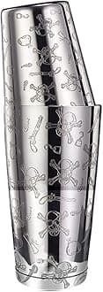 Stainless Steel Boston Shaker Tin with Etched Pattern - 2 Piece Weighted Cocktail Shaker 18oz & 28oz,Martini Drink Shaker Kit for Bartender Professional Bar Tools (Skull Pattern)