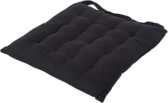 HOMESCAPES - Seat Pad - Black - 40 x 40 cm - Indoor - Garden - Dining - Chair Cushion - 100% Cotton - Well Filled - Easy Care - Washable At Home