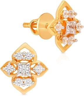 | Starlet Collection 18KT|Pure Yellow Gold & Cubiz Zirconia Light weight|Stud|Earrings for Kids with Screw Back Closure