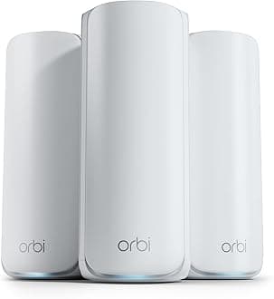 NETGEAR Orbi 770 Series Tri-Band WiFi 7 Mesh Network System (RBE773) - Router + 2 Satellite Extenders, Security Features, Up to 11Gbps, Covers up to 8,000 sq. ft., 100 Devices, 2.5 Gig Internet Port