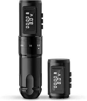 Ambition MARS-U Wireless Tattoo Machine with Adjustable Stroke - Rotary Cartridge Tattoo Machine Pen with Extra 1800mAh Power Coreless Motor Digital LED Display for Professional Tattoo Artist