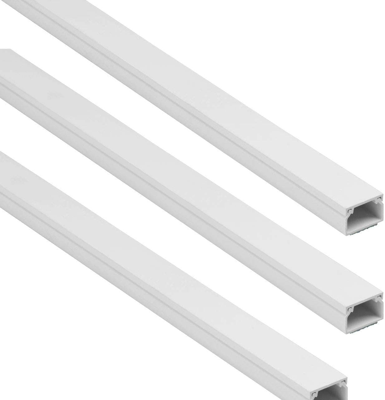 90cm Square Cable Box Self Adhesive PVC Trunking White Wall Cord Cover Cable Concealer On-Wall Wire Cover Paintable Cable Management Raceway to Hide Wires - Pack of 3 (25x16MM)