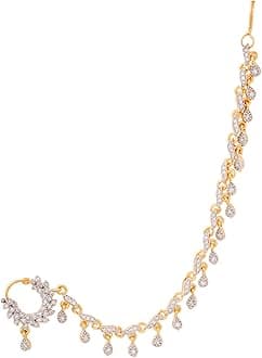 Nose Pin for Women Gold-Plated White and Pink AD Studded Nose Pins for Women and Girls…