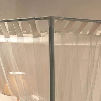 Mengersi Simple 4 Corners Post Curtain Bed Canopy Bed Frame Canopies Net,Bedroom Decoration Accessories(Queen,White)