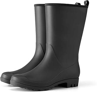 HISEA Women Rubber Boots Wide Calf Rain Boots Matte Surface Waterproof PVC Rubber Rain Boot Mid Height Rain Shoes for Outdoor Gardening Work Walking