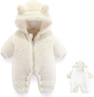 Newborn Baby Bear Outfit Suit Girls Boys Fleece Jumpsuit Romper Hooded Winter Snowsuit Clothes