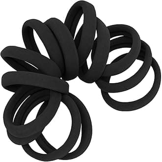 Cyndibands Black: Soft and Stretchy Seamless Elastic Fabric No-Metal Ponytail Holders - 12 Hair Ties (Black)
