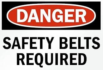 Danger safety belts required signage, PVC Waterproof sticker