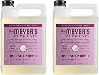 MRS. MEYER'S CLEAN DAY Liquid Dish Soap Refill, Peony, 48 FL Oz. (Pack of 2)
