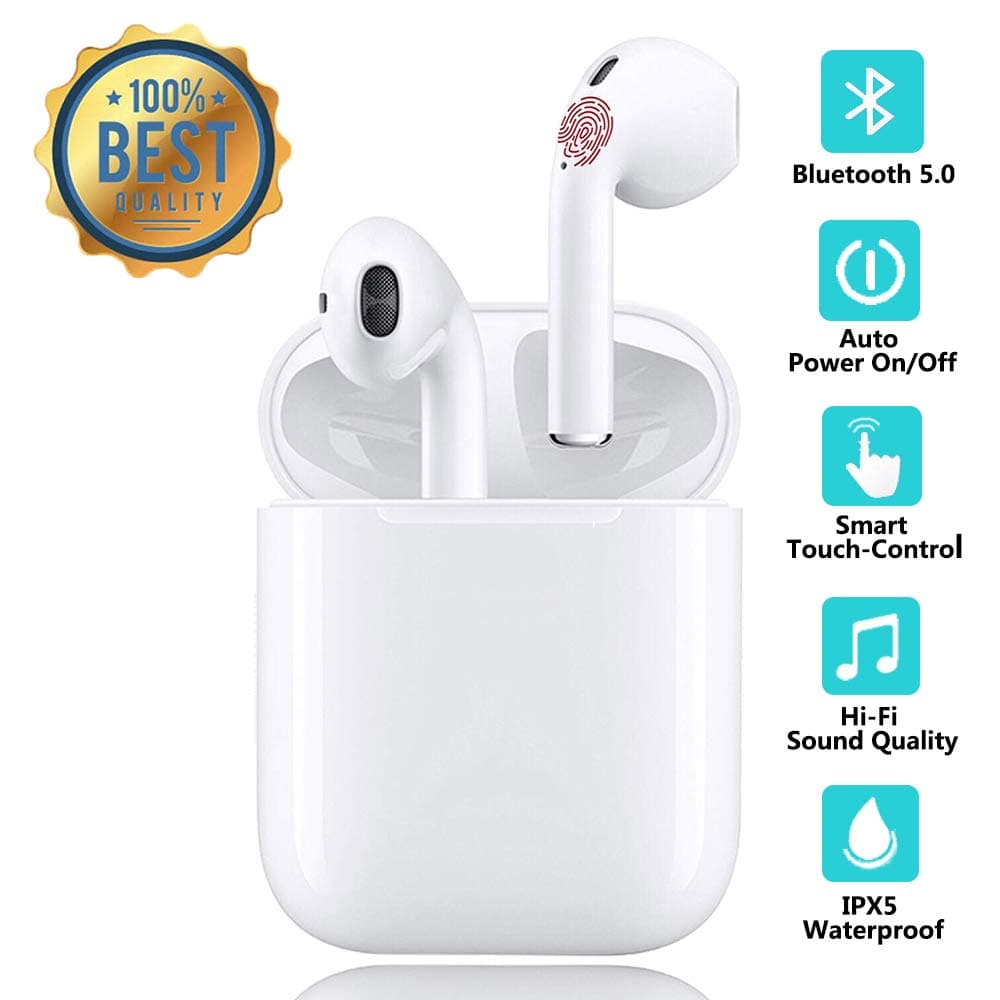 Bluetooth Headset Smart Touch Wireless Earbuds HiFi Headset in-Ear Headphone Noise Reduction Headset Pop-Up Pairing Wireless Bluetooth Earphones Compatible with Apple Airpods Android/iPhone
