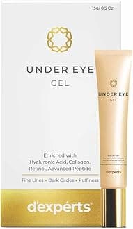 Brinton d'experts Under Eye Gel Enriched with Hyaluronic Acid, Collagen, Retinol, Peptides | Reduces Dark Circles, Fine Lines, Puffiness & Wrinkles for Men & Women | All Skin Types 15g