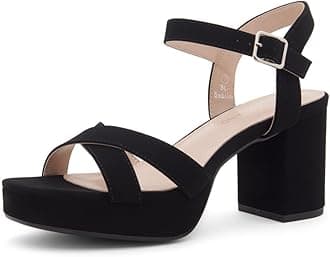 Platform Heels for Women – 3 Inch Chunky Block Heeled Sandals, Square Open Toe, Ankle Strap Dressy Strappy High Heels for Wedding, Party & Evening Events