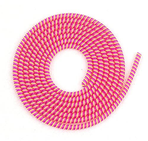 Redclip Ultimate Cable Protector | Spiral Triple Colour 1.5 Meter / 150 cm | Plastic Cord Wire Charger Winder for iPhone and Android Charging Cables (Pink White)