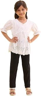 GO COLORS Girl's Slim Fit High Rise Cotton Ankle Length Leggings