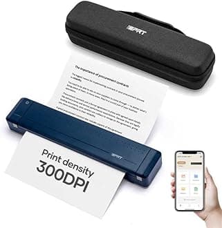iDPRT MT888 Portable Thermal Printer, 300DPI HD Mobile-Travel-Printers, Inkless-Wireless-Small-Printer for Home Use, Office, Vehicles, Bluetooth Printers Supports 8.5 x 11 US Letter&A4&A5, Blue