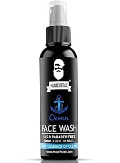 Muuchstac Men’s Ocean Face Wash, Anti Acne & Pimple, 12 hrs Moisturizes, All Skin Types, Skin Brightening, No SLS, Silicone and Paraben, 100 ml