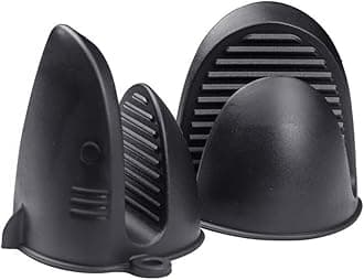 Oven Mitts，Mini Oven Gloves Silicone Heat Resistant Cooking Pinch Mitts Potholder for Air Fryer Kitchen Cooking & Baking (Black)