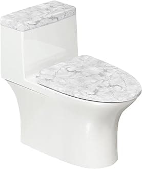 Marble Pale White Leaf Toilet Lid Dust Pads and Toilet Tank Lid Cover Dustproof Bathroom Decorative Accessories Fits Most Toilet Lids