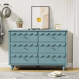 TBIC Elegant Versatile 6 Drawer 43.1" W Laced Dresser (Blue)
