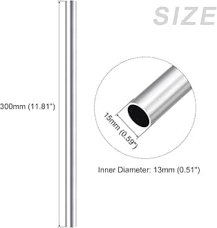 METALLIXITY 6063 Aluminum Tube (15mm OD x 13mm ID x 300mm L), Aluminum Round Tubing - for Home Furnishing, Machinery, DIY Handicraft