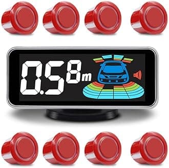 ELSNU Car Parking Sensors Kit Reverse Parktronic System Auto Electronics Vehicle Backup Assistant Reverse 8 Sensor (Red)
