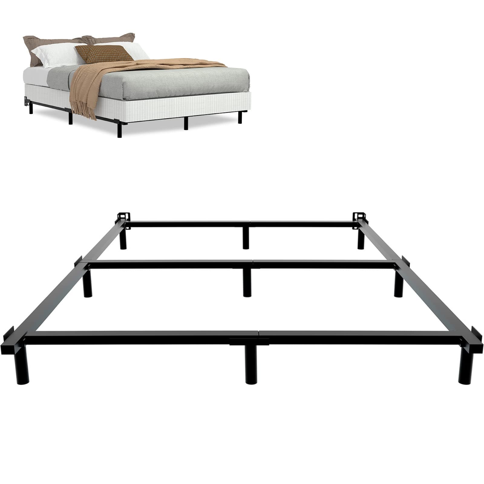 King Bed Frame for Box Spring and Mattress