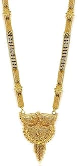 Presents Traditional One Gram Gold Hand Meena Long Mangalsutra/Tanmaniya/Mangalsutra/Nallapusalu/Black Beads Mangal Sutra for Women Gold Long Chain #Frienemy-1613