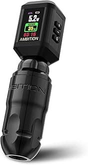 Lutin Rotary Tattoo Machine with Korall Tattoo Power Supply 2200mAh Straight Drive Bar - Wireless Tattoo Machine Short Tattoo Pen with Brushless Motor with RCA Cord for Tattoo Artist